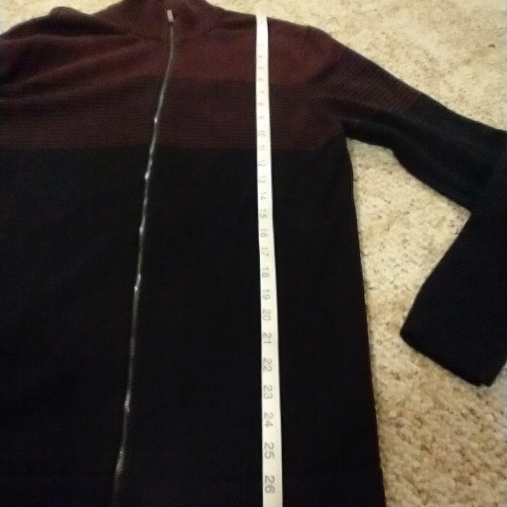 Size L mens burgundy black zip up cardigan - Picture 12 of 13